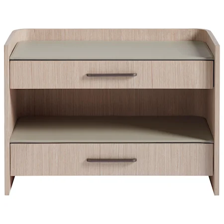 Glam Contemporary 2-Drawer Nightstand with Open Shelf